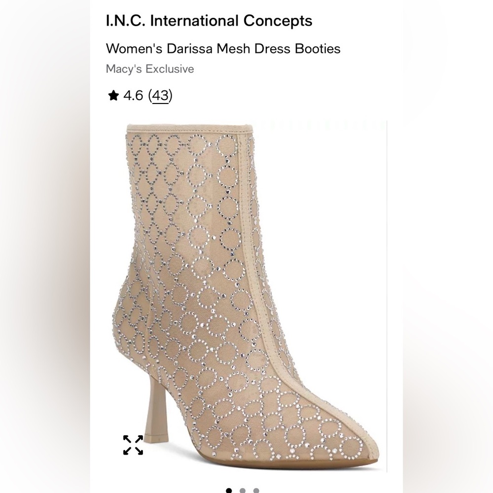 New INC International Concepts Darissa heeled bootie nude mesh sexy size 6.5